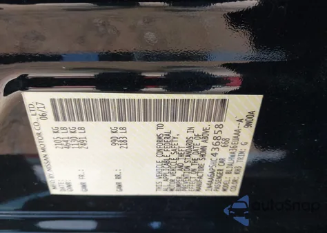 2017 Nissan Maxima 3.5 Platinum из США, поврежденный, VIN 1N4AA6AP5HC436858